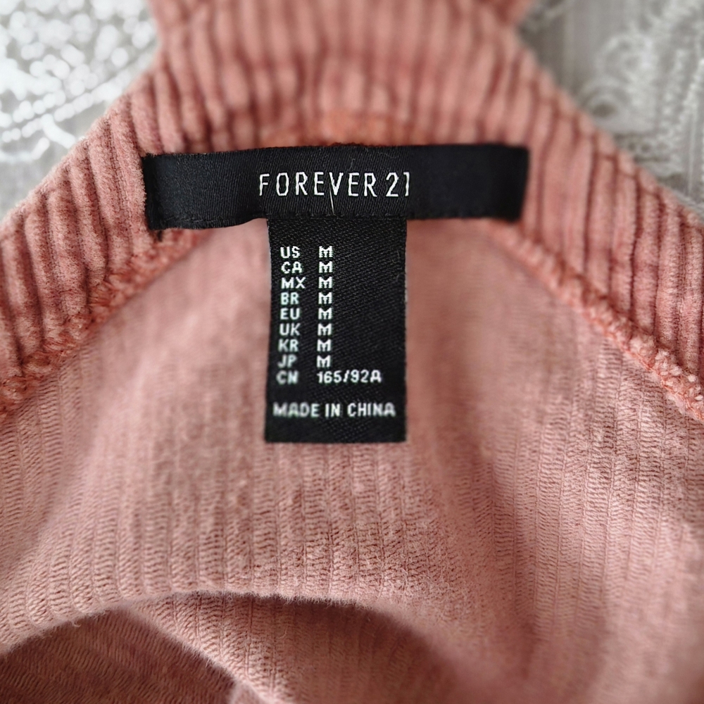 Forever 21 90s-Vibe Blush Corduroy Zip-Up Dress Medium - Picture 7 of 10
